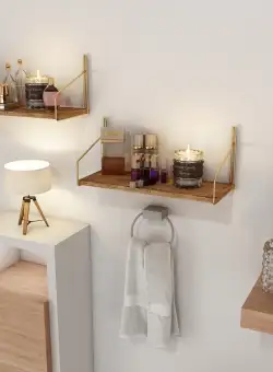 Raft de perete Wall Shelf -3 - Straight, Aur, 16x16x45 cm