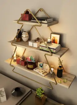 Raft de perete Wall Shelf Triangle -1, Aur, 15x53x60 cm