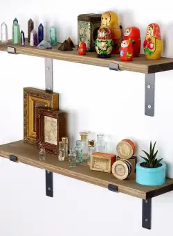 Raft decorativ de perete din lemn Kaptan, Negru, 60 x 16 x 14 cm