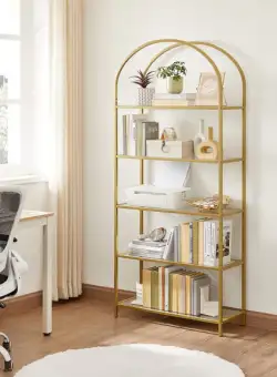 Raft Din Sticla Cu 5 Niveluri, Auriu, 83 Cm