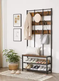 Raft Pentru Haine, Maro Vintage Si Negru, 84 Cm