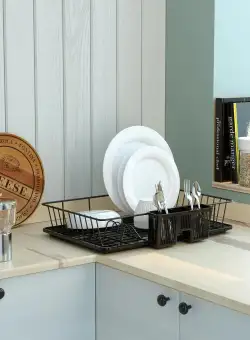 Raft pentru vase Dish Rack Classic 1, Negru, 49x38x9 cm