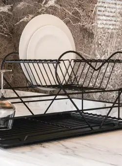 Raft pentru vase SM505, Negru, 32x24x47 cm