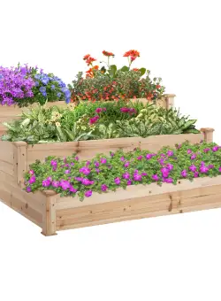 Rafturi Outsunny pentru plante de Gradina cu 3 nivele din lemn | Aosom RO