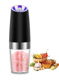 Rasnita electrica cu LED, mecanism ceramica, pentru sare si piper, negru-argintiu