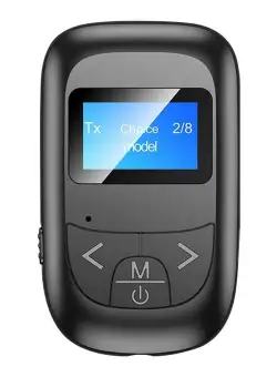 Receptor Transmitator Bluetooth Techstar® T14, Bluetooth 5.0, Microfon Incorporat, Ecran LCD, AUX, Acumulator Incorporat, Control Media, HandsFree, MicroUSB