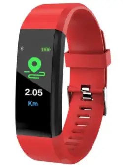 Resigilat Bratara Smart Fitness Techstar® ID115 Plus Fitness, 0,95 inch OLED, BT4.0, Waterproof IP65, Monitorizare Puls, Tensiune, Rosu