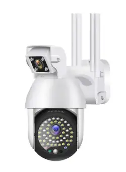 Resigilat Camera Supraveghere IP PTZ Techstar® P18D, Camera Duala, Wireless, 320°, 1080p, IR+LED, Exterior, ONVIF, NVR, Senzor Miscare, Alarma