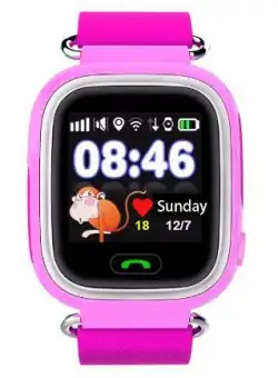 Resigilat Ceas Smartwatch Copii Techstar® Q90, 1.22 inch IPS, Slot Cartela SIM, Bluetooth 4.0, Tracker GPS, AGPS, LBS, WIFI, Buton SOS, Apelare, Roz