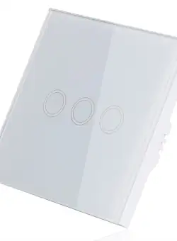 Resigilat Intrerupator Smart Touch Techstar®, Wireless 2.4GHz, Sticla Securizata, Design Modern, Iluminare LED, 3 Faze, Alb