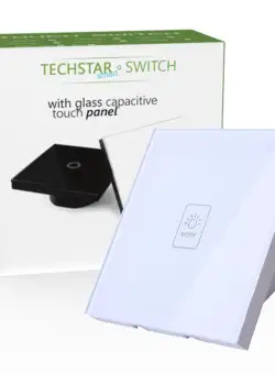 Resigilat Intrerupator Touch Techstar® TG02, Sticla Securizata, Design Modern, Iluminare LED, 1 Faza, Alb