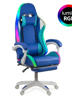 RESIGILAT - SCAUN GAMING CU ILUMINARE RGB OFF 298 ALBASTRU