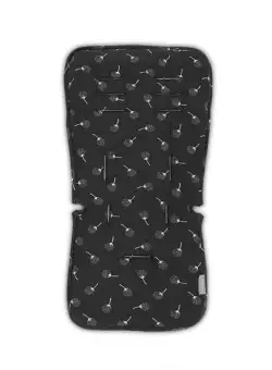 Saltea suplimentara pentru carucior Liner, Lorelli, din bumbac/poliester, universala, cu 2 fete, 11 fante pentru centurile de siguranta, 37x70x2.50 cm, Black Floral
