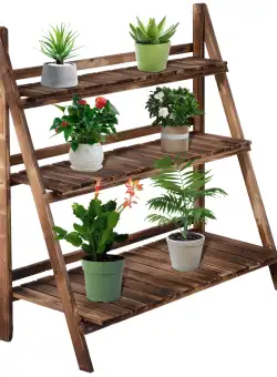 Scara Ghiveci Outsunny, cu 3 Etajere din lemn de Brad, 100x37x93cm | Aosom RO