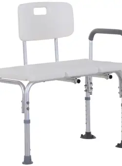 Scaun de Baie HOMCOM Antialunecare, pentru Dus, Înălțime Ajustabilă, cu Cotiere și Picioare de Siguranță, 68.5x40.5cm | Aosom Romania