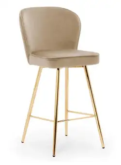 Scaun de bar Aine bej picioare gold - H70 cm