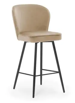Scaun de bar Aine bej picioare negru - H60 cm