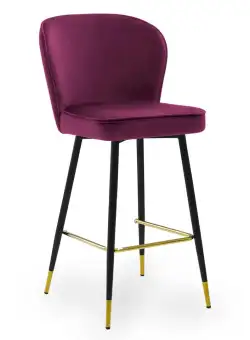 Scaun de bar Aine burgundy picioare negru/gold - H70 cm