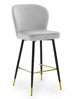 Scaun de bar Aine gri picioare negru/gold - H70 cm