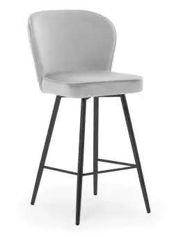 Scaun de bar Aine gri picioare negru - H60 cm