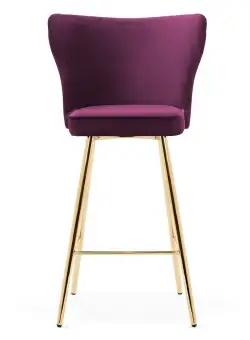 Scaun de bar Modena burgundy picioare gold - H60 cm