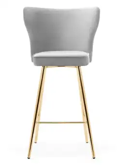 Scaun de bar Modena gri picioare gold - H60 cm