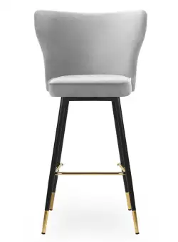 Scaun de bar Modena gri picioare negru/gold - H60 cm