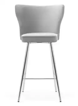 Scaun de bar Modena gri picioare silver - H70 cm