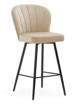 Scaun de bar Shelly bej picioare negru - H107 cm
