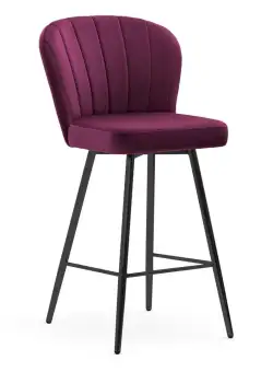 Scaun de bar Shelly burgundy picioare negru - H97 cm