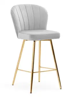 Scaun de bar Shelly gri picioare gold - H107 cm