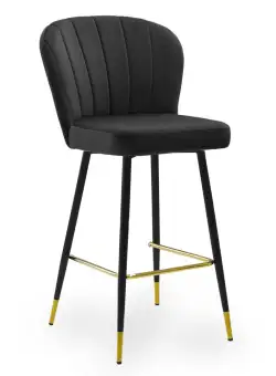 Scaun de bar Shelly negru picioare negre/gold - H107 cm