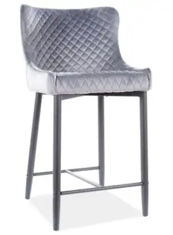 Scaun de bar tapitat Colin B H-2 gri - H 88 cm