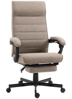 Scaun de birou pentru casa cu spatar inalt Vinsetto, scaun rabatabil din in, cu inaltime reglabila | Aosom RO