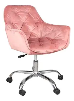 Scaun de birou tapitat Q-190 roz – L60 x A44 x 80h cm