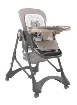 Scaun de masa Bellissimo, reglabil multiple pozitii, 4 Roti Pivotante Duble, Prindere in 5 puncte, Separator pentru picioare, cu 2 Tavite detasabile, Almond Beige