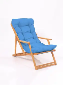 Scaun gradina Relax V2, Albastru/Natural, L 66 x l 48 x H 110 cm