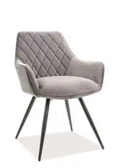 Scaun Linea Velvet Gri/Negru - H82 cm