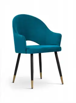 Scaun tapitat Goda turcoaz/negru gold h87 cm