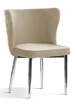 Scaun tapitat Modena bej picioare silver - H86 cm