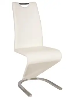 Scaun tapitat piele H-090 alb - H 102 cm