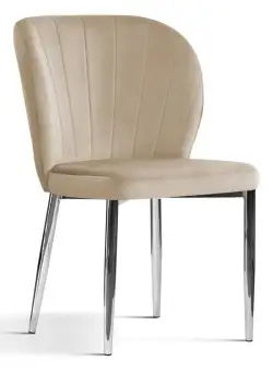 Scaun tapitat Shelly bej picioare silver - H88 cm