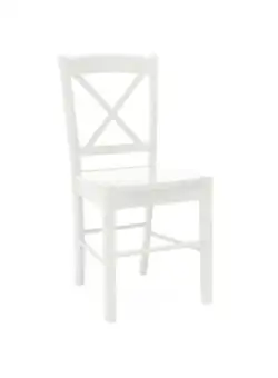 SCAUN X DIN LEMN, CULOARE ALBA, SIMPLU, FARA TAPITERIE