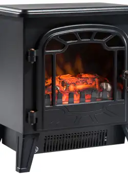 Semineu Electric Soba electrica de podea, aparat de incalzire Reglabil 1800W, incalzitor Negru HOMCOM | Aosom RO