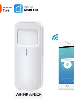 Senzor inteligent de miscare, independent, WiFi, compatibil TuyaSmart si SmartLife, baterie CR123A, alb