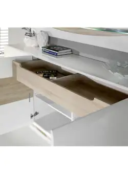 Sertar Autentik Stejar Nordic Gri Si Alb Lucios, 120 Cm