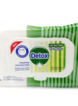 Servetele Umede Igienizante Antibacteriene, Detox, cu Alcool, 80 buc / pachet