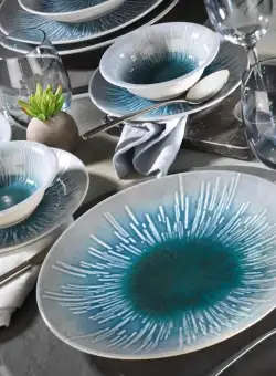 Serviciu de masa, 24 piese, Portelan, Albastru