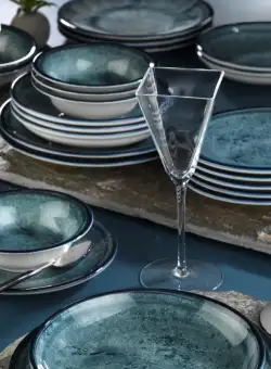 Serviciu de masa, 24 piese, Portelan, Bluemarin - Turcoaz