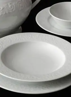 Serviciu de masa, 53 piese, Portelan, Alb